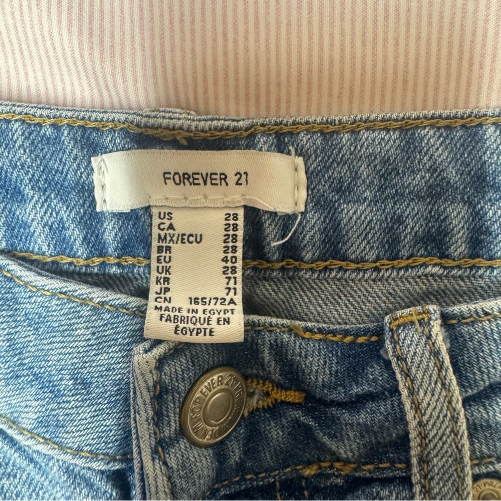 Forever 21 Blue Distressed Jean Shorts - Picture 3 of 3